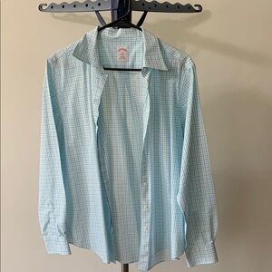 Brooks Brothers Men's Light Blue Checkered Shirt